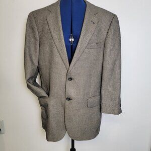 JoS A Bank Mens Black/White Prince of Wales Plaid Silk/Camel Hair Blazer 42R EUC